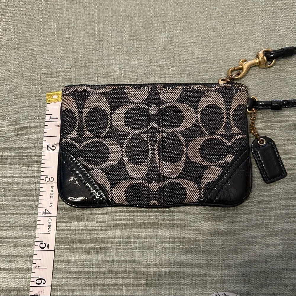 Coach Navy and Gray Signature Wristlet